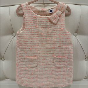 Janie & Jack Girls' Pink and Cream Tweed Dress with Bow